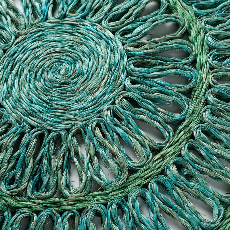 100% Abaca Round Placemats, Emerald