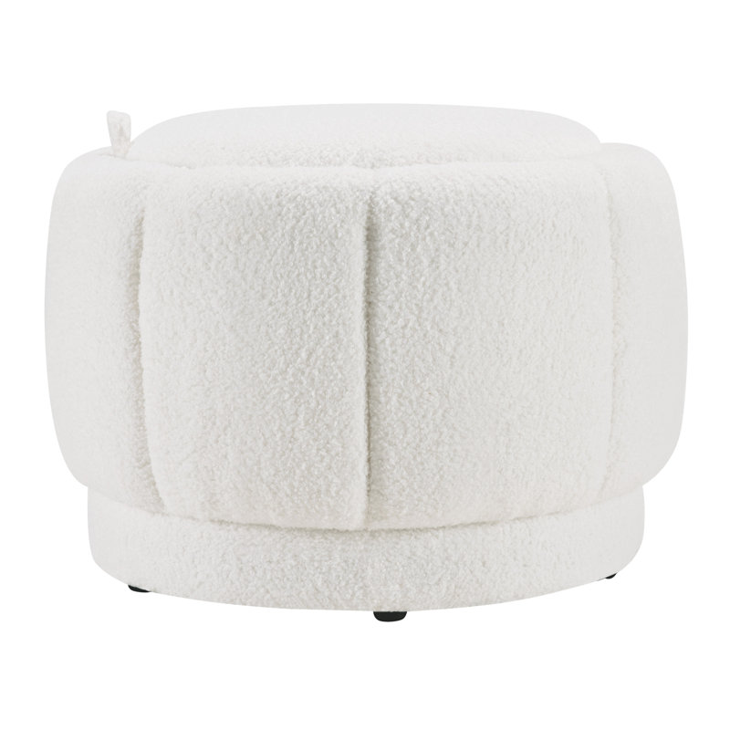 Deambra Storage Ottoman, Ivory Sherpa