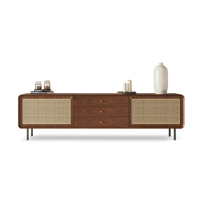 Meuble télé en bois de noyer massif, H 23,62 po x L 78,74 po x l 15,75 po
