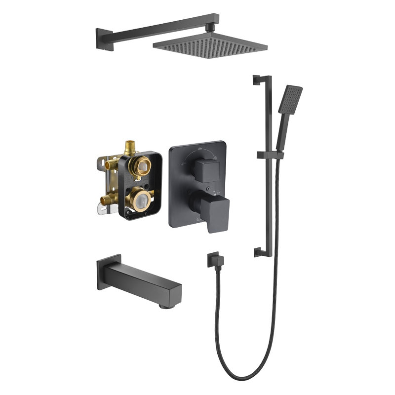 Diverter with Rough in-Valve, Matte Black