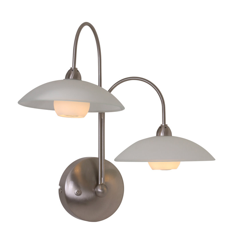 Norma Steel LED Plug-in Armed Sconce, Silver
