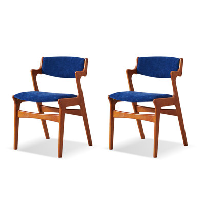 Chaise d'appoint bleue rembourrée (ensemble de 2)