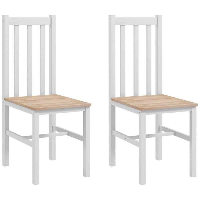 17.7'' H Pine Solid Wood Side Chair, White, 2