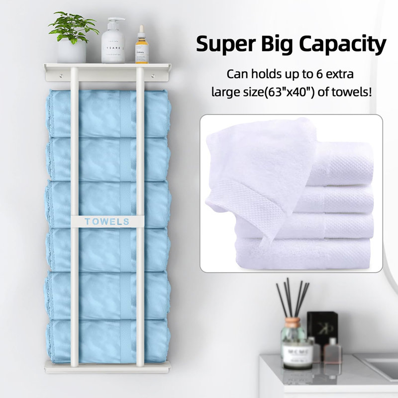 Porte-serviettes mural 30 "avec tablette, White