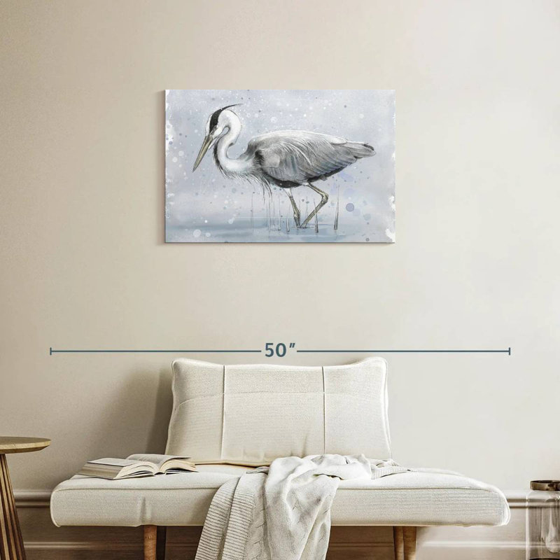 Brampt Gray And White Heron, 20" H x 30" W
