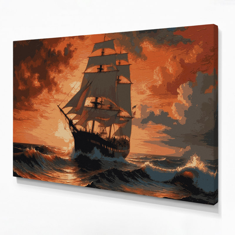 Art nautique brun sur toile nautique, H 11 po x l 14 po