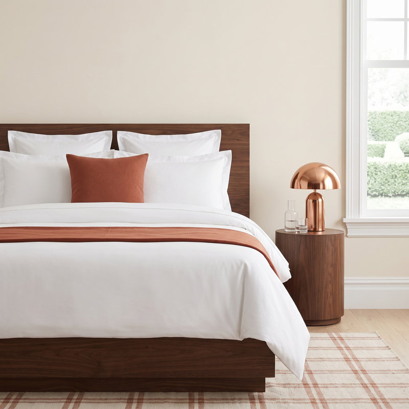 Austri Sateen Duvet Cover, White, Queen Duvet Cover + 2 Standard Shams