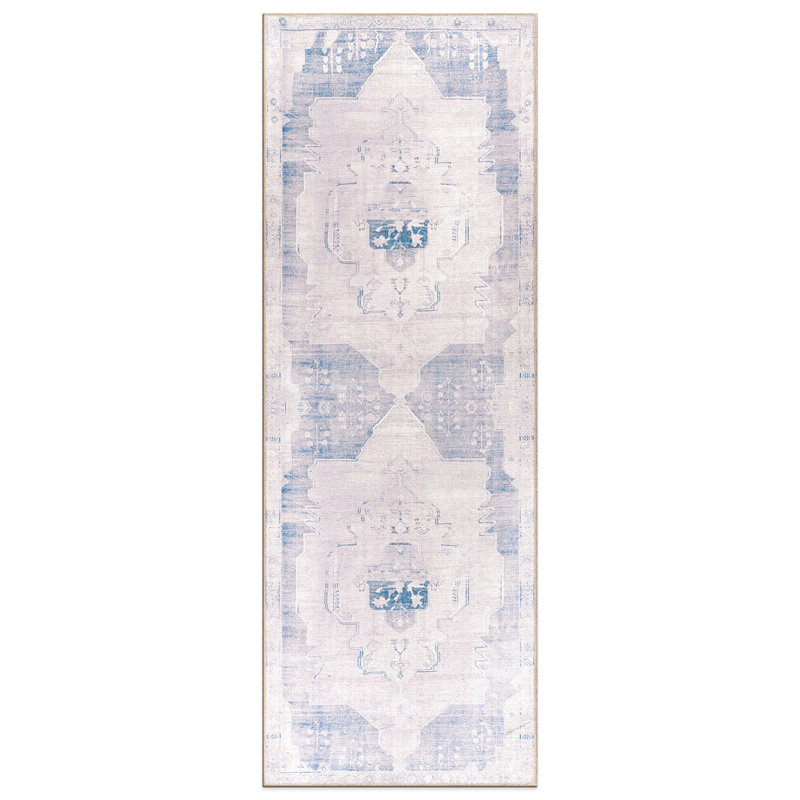 Tapis rétro antidérapant lavable à la machine Vintage Medallion, Tapis de couloir 2 pi 6 po x 10 pi