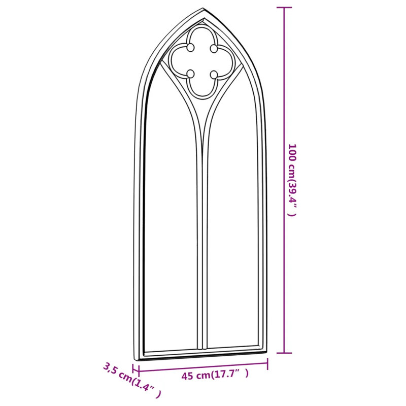 Ahmaad Flat Mirror, 100cm H x 45cm W, Black