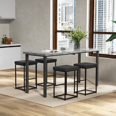 Narander Upholstered and Genuine Leather Bar Stool