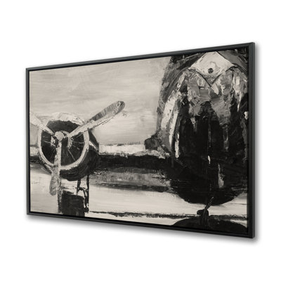 Sépia avion - décor de toile monochrome encadré
