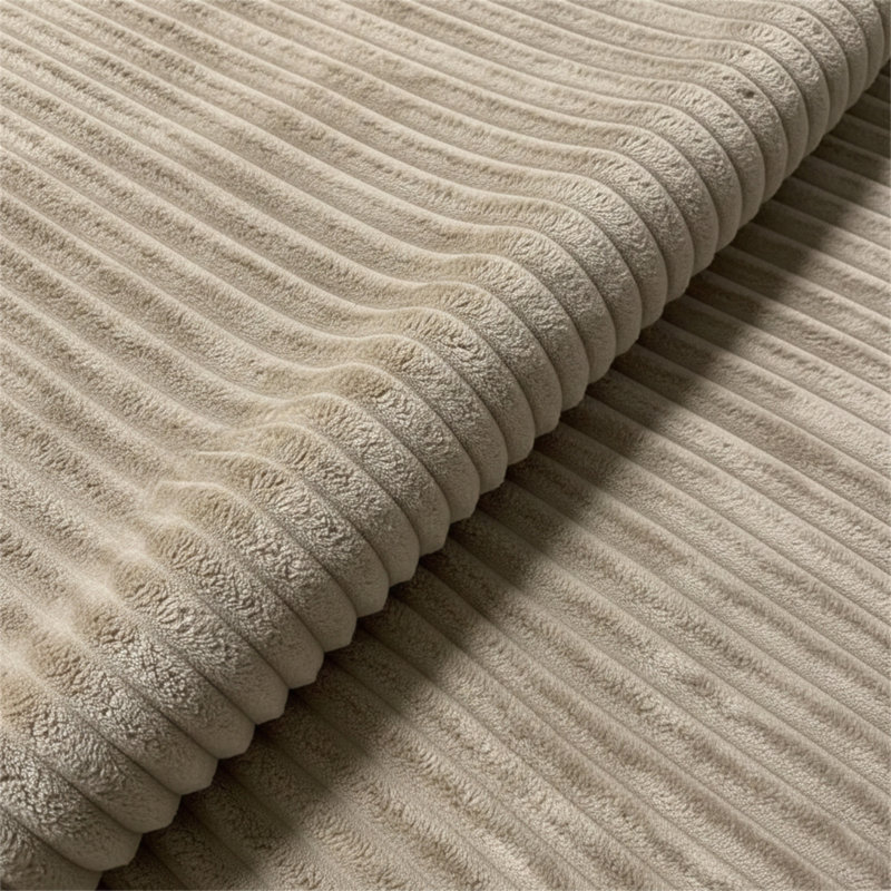Repose-pieds plein Corduroy Upholstery, Dark Beige