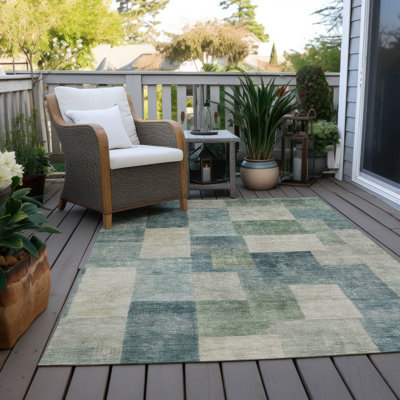 Machine Washable Indoor/Outdoor Christain ACN1262 Seafoam Rug