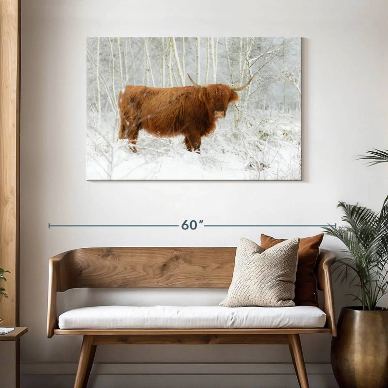 Brampt Winter Highland Cow, 30'' H x 45'' W