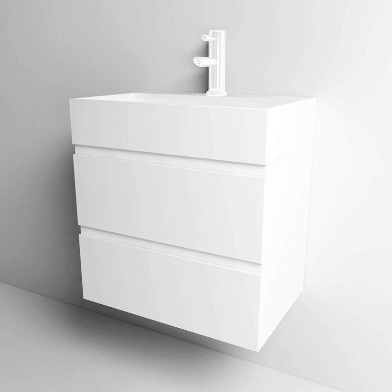 Ensemble de meuble-lavabo de salle de bain simple fixé au mur 24 po Aube