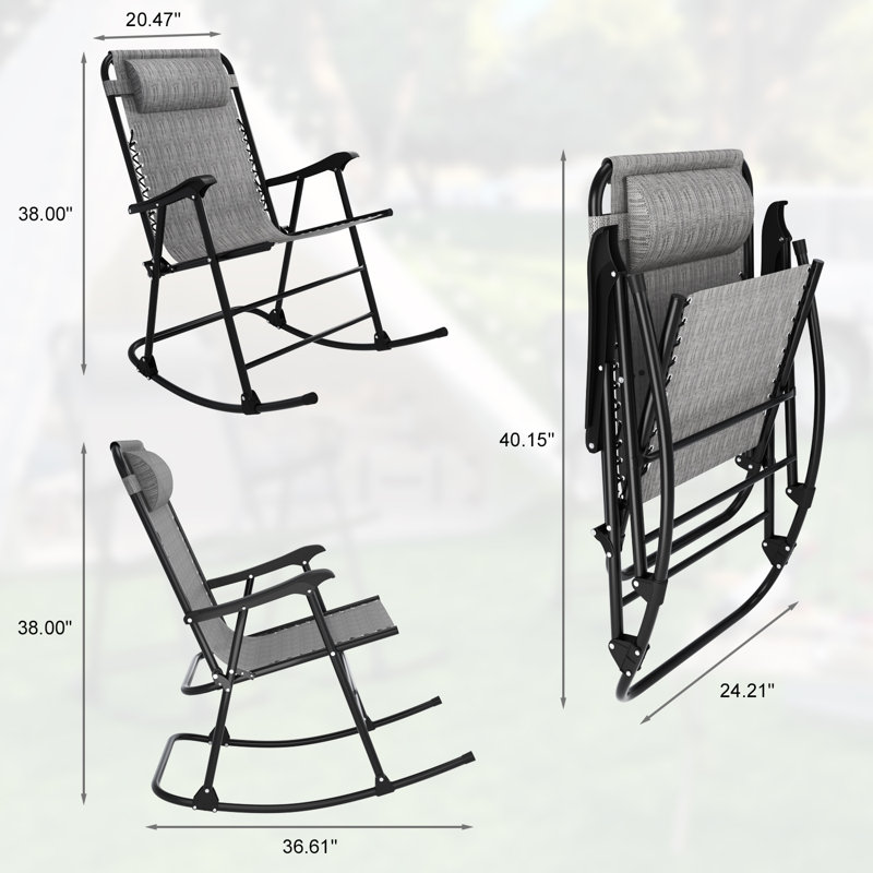 Chaise berçante en métal avec coussins Kantzer, Gris