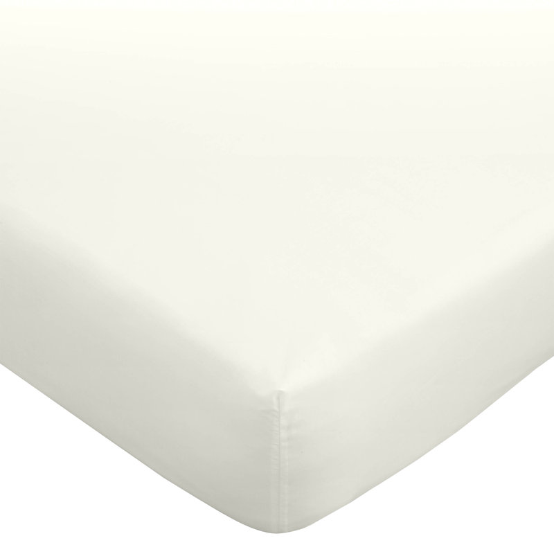 180 Thread Count Egyptian 100% Cotton Fitted Sheet, Cream, Double