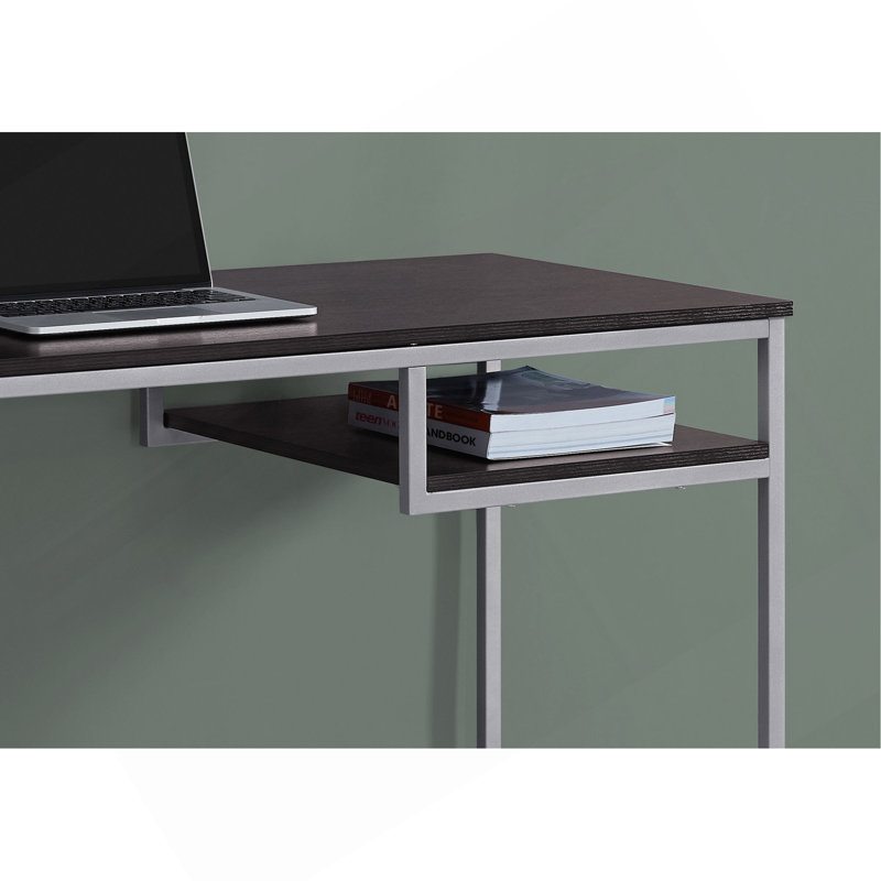 Computer Desk, Home Office, Laptop, Work, White Laminate, Metal, Contemporary, 30" H x 48" W x 22" D, Espresso
