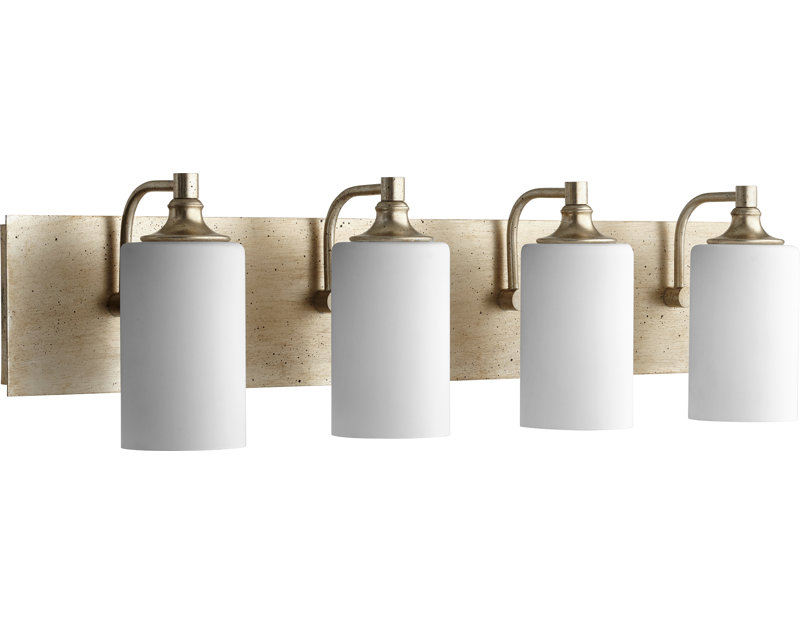 Éclairage pour salle de bain 4 lumières Brylan, Feuille argentée vieillie