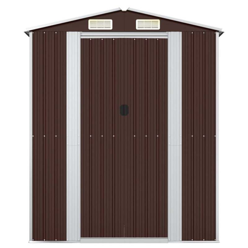 Galvanised Steel Apex Garden Shed, 223cm H X 192cm W X 108cm D, Dark Brown