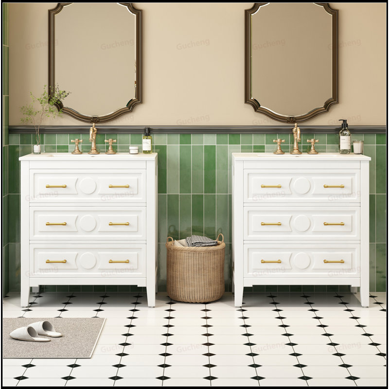 Ensemble de meuble-lavabo 60 po avec lavabo en céramique et 3 tiroirs