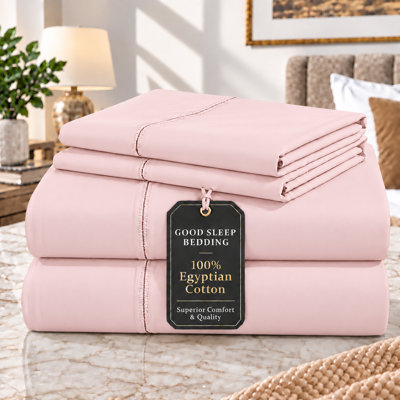 100% Egyptian Cotton 1000 Thread Count  Twin 4-Piece Sheet Set, Blush