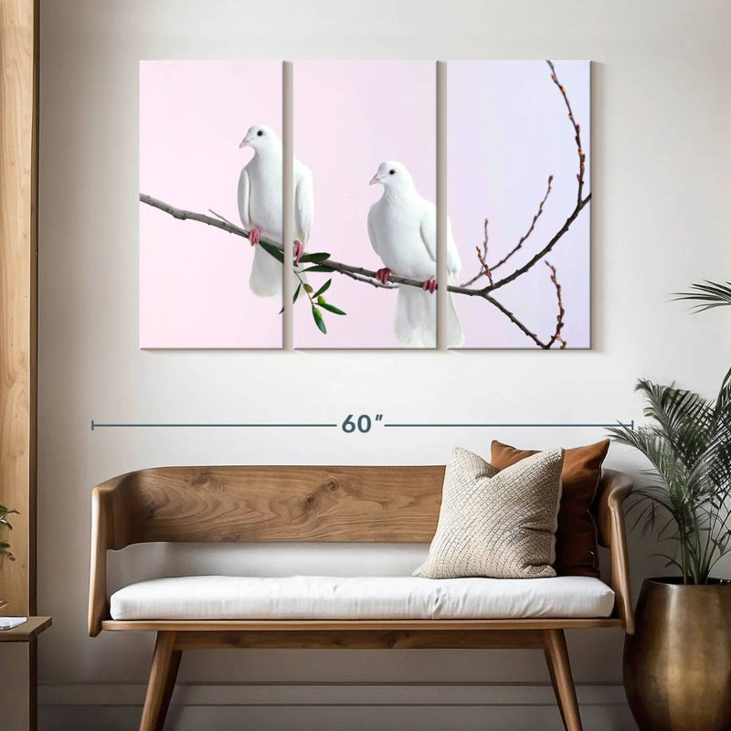 Brampt Perched White Doves, 32" H x 50" W