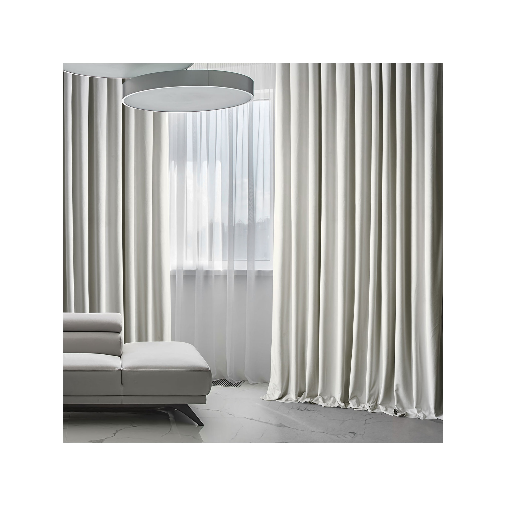 Loria Plush Velvet 100% Blackout Curtains For Bedroom, Living Room - Single Panel, Misty White, 100" W x 96" L