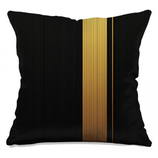 Black Gold Vertical Stripes Double Sided Throw Pillows