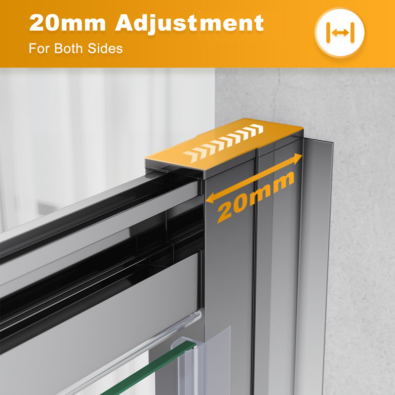 Madarisse Pivot Framed Shower Door with Clear Glass, 185cm H x 90cm W