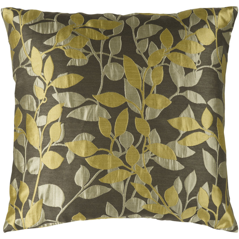 18" x 18" Dark Green Aqua Embroidered Polyester Throw Pillow