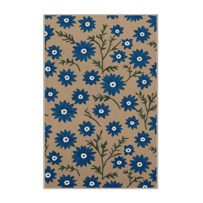 Washable Borage Flowers Vegetables Area Rug