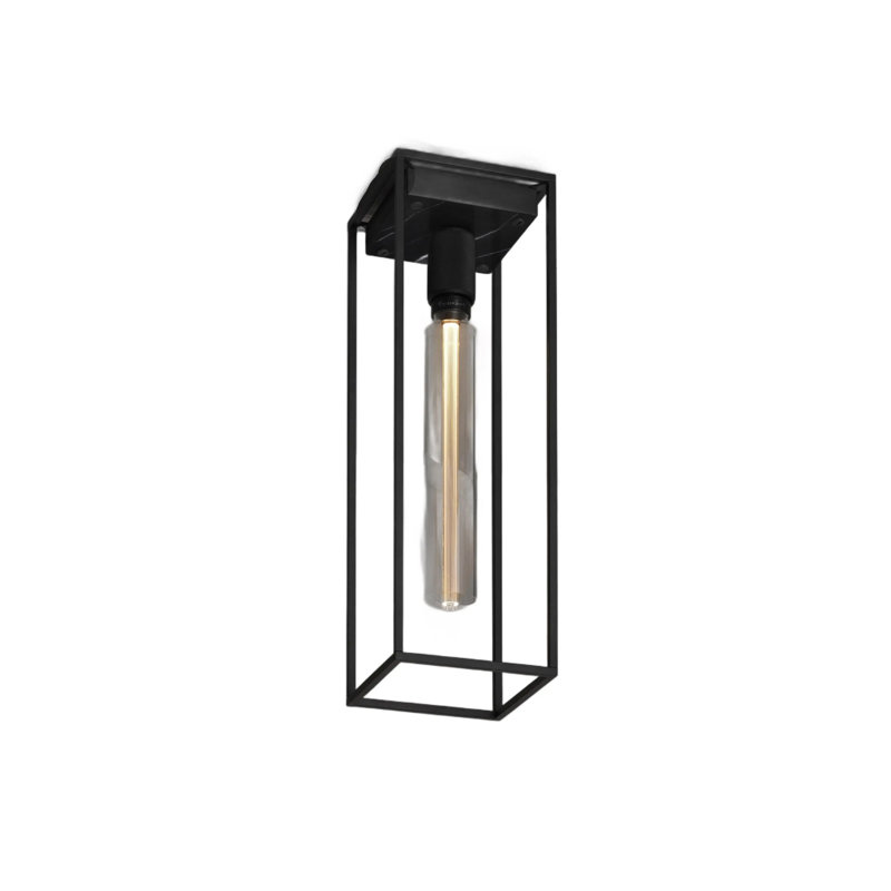 1 - Light Flush Mount, Marble Black