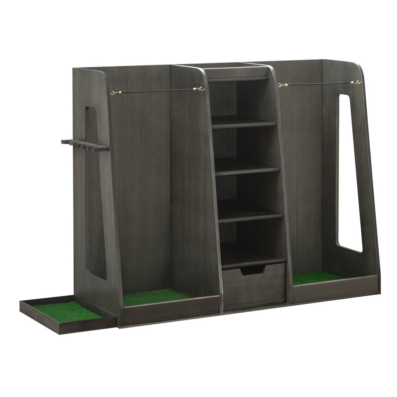 Golf Organizer Premium Wooden Golf Bag Organizer and Storage Rack, Gray