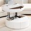 Table basse ronde à plateau relevable avec tiroir