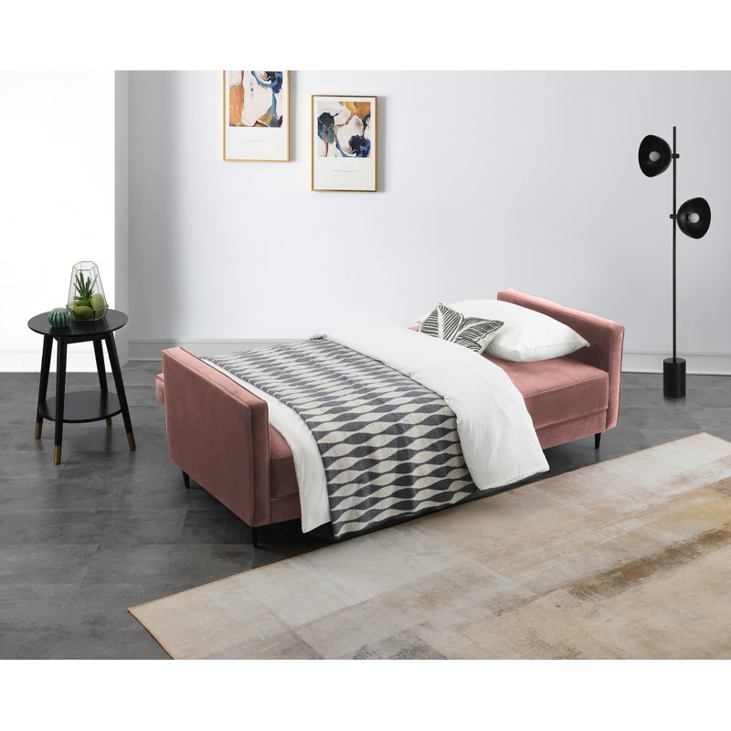 Aticus 3 Seater Sofa Bed, Pink Velvet