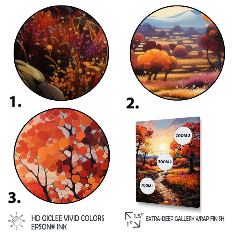 «Euphrasia Countryside Autumnal Orchard Patchwork II», reproduction, H 32 po x l 16 po x P 1 po, Cadre naturel flottant