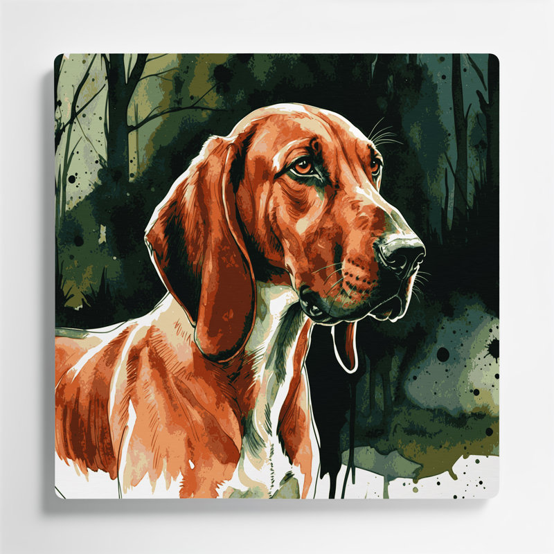 «Dogs Redbone Coonhound», art mural en métal vert, H 8 po x l 8 po