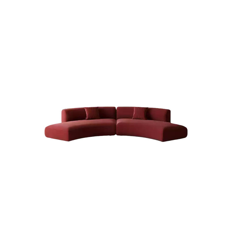 Canapé courbé semi-circulaire rouge vin, H 27,56 po x l 133,86 po x P 25,59 po, 5