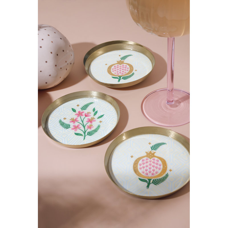 Ensemble de sous-verres Blush Botanica en feuille d'or