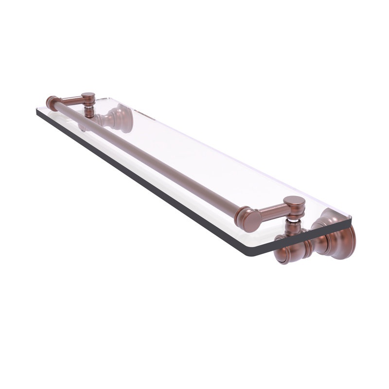 Freyja Glass Bracket Shelf, 3.3" H x 22" W x 5.54" D, Antique Copper