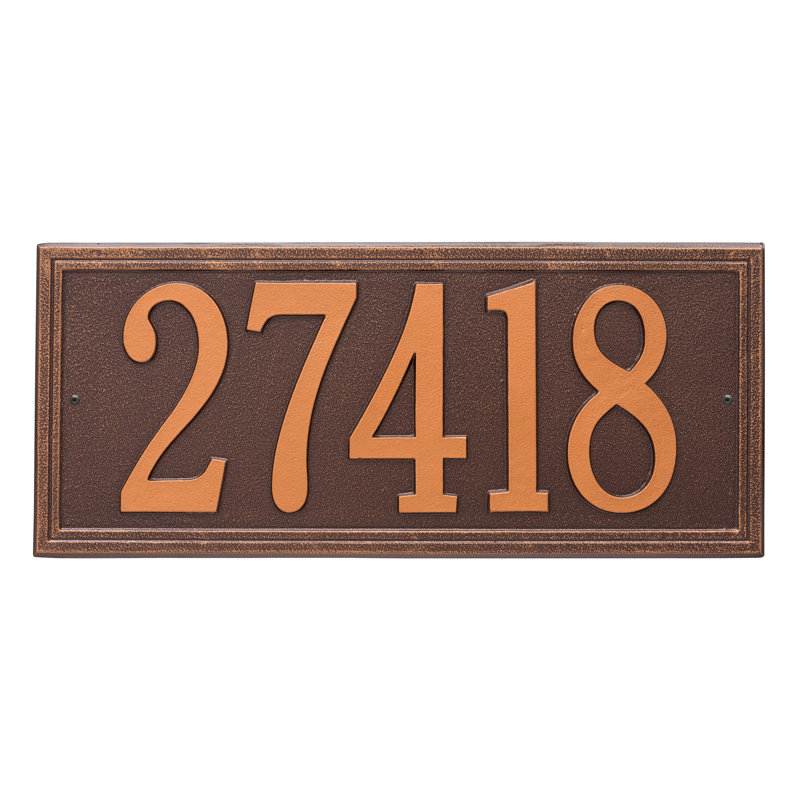 Double Line 1-Line Wall Address Plaque, Antique Copper, Yes