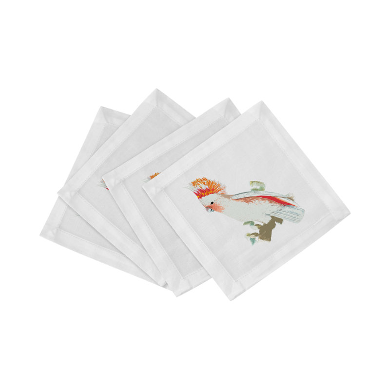 Cockatoo Hemstitch Cocktail 6" Linen/Cotton Napkin