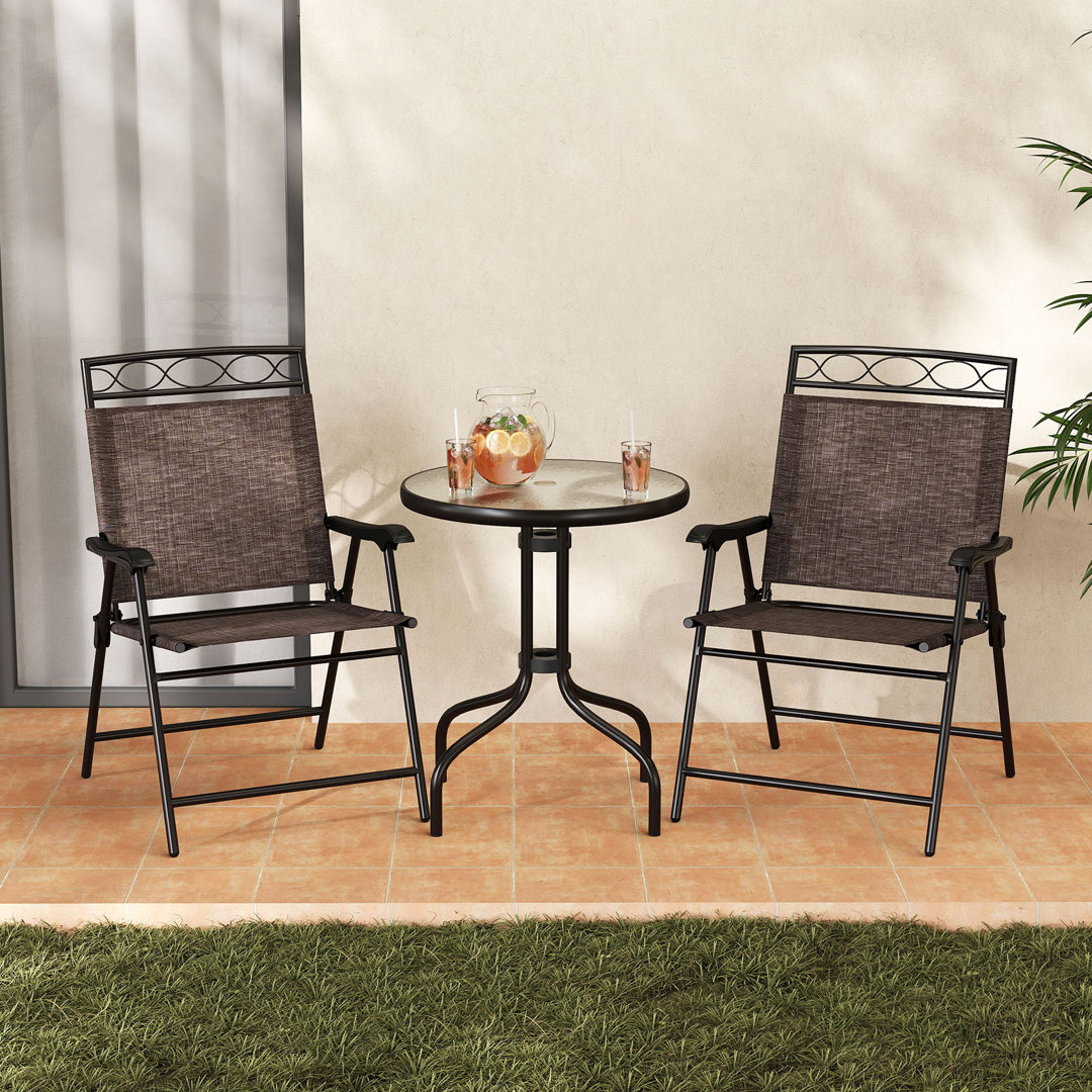 Unadilla 2 - Person Metal Patio Dining Set with Round Table Red Barrel Studio®