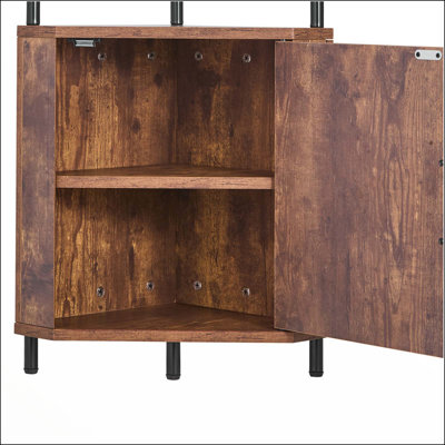 5 Tier Corner Shelf with LED Light & Doors for Efficient Storage and Modern Decor