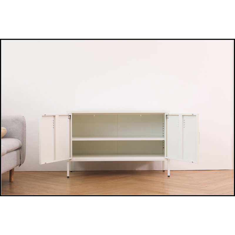 A Multi-Functional Metal Storage Cabinet With A Height Of 25.2 Inches, White, 25.2" H x 39.37" W x 15.75" D