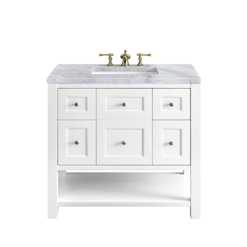 Breckenridge 36'' W Single Vanity, Bright White, Carrara White, 8" Widespread