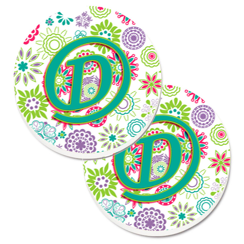 Sous-verre voiture de voiture fleurs initial, D