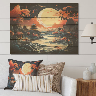 «China Mountain and River Landscape Bliss II», impression sur bois de Chine