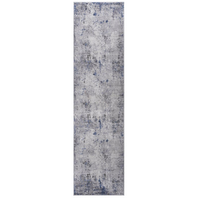 Silver/Blue/Abstract Area Rug - Non-Shedding, Stain For Living Room, Dorm Stylish Silver/Blue/Abstract, Home Office